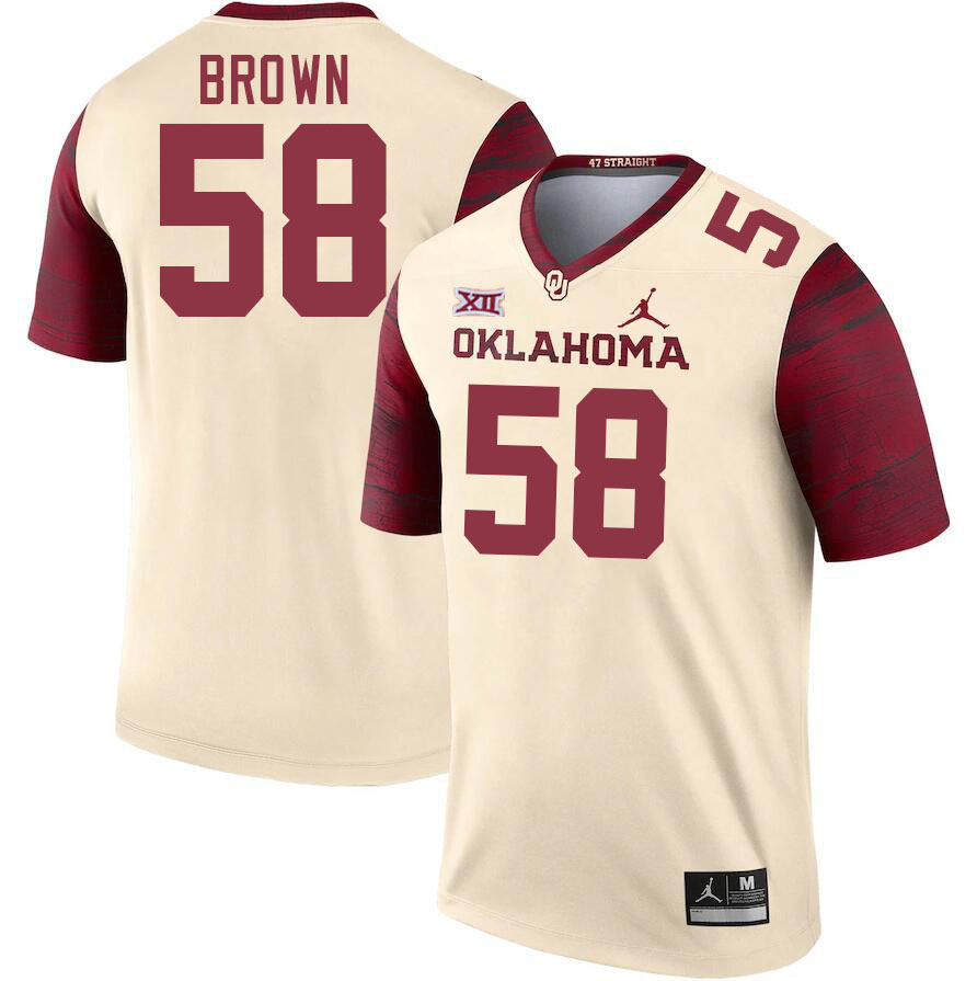Men #58 Spencer Brown Oklahoma Sooners College Football Jerseys Stitched-Cream